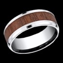 A great looking Benchmark Cobalt mans wedding band. The ring is 8mm wide and features a Rose Wood Inlay in the center. The price is for a size of 10, but the ring can be made in other sizes. Price may vary based on finger size for these Benchmark rings.