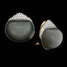 These are a striking pair of  Moonstone Button earrings from Michael Bondanza.  They are made in platinum with .34ctw of pave diamonds.  