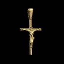 From the  Charles Green collection, this beautiful 18kt yellow gold crucifix. The cross arms are round in shape. Measures 27mm x 17mm.  