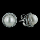 Beautiful Michael B Trios pearl and diamond earrings.  The pearls measure 8.5mm each and are surrounded by two rows of pave diamonds that are .88 ctw, set in platinum.  