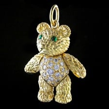 Robert Bruce Bielka 18kt gold diamond and emerald bear charm