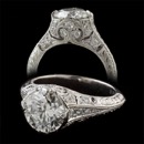 A stunningly beautiful Art Deco Beverley K platinum engagement ring. Pictured and priced here in platinum for a 1.80ct center diamond ring. Features an intricate vintage design. Around the edges of the ring is milgrain patterns that is a signature of Beverley K, but the ring can be made without the milgrain. The center stone can range from 0.75 on up in carat weight. The total carat weight of the diamonds on the sides are 0.40tcw. The mounting is available in 18kt yellow, white, or rose gold and can be made for most center stone shapes and sizes. Center stone sold separately. 