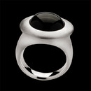 A real fashion statement by Bastian Inverun. The ring has a brushed finish and is bezel set with an oval cabochon black onyx.