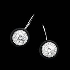 Platinum .75-1.00ct round bezel set Chris Correia earrings, with pave diamonds on the bezel with leverbacks. Please note these rings are semi-mounts with cz center stones.