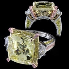 Pearlman's Bridal The Purdey Ring Yellow sapphire pink diamond ring