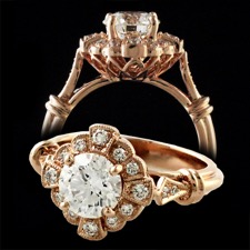 Beverley K 14k rose gold halo ring