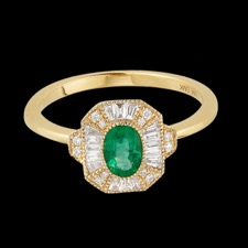 Pearlmans Collection DMK yellow gold diamond & emerald ring.