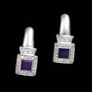 Platinum 5mm square cut faceted tanzanite Chris Correia earrings with pave diamonds on the bezel. Earrings can be done with clip and post backs.