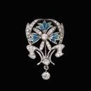 Nouveau Collection's gorgeous pendant features an enamelled blue and green flower and shines with .69ctw in diamonds.