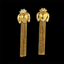 What a great combination, 18kt yellow gold woven chain and diamonds.  This Yuri Ichihashi piece has it all. These "Petal" drop earrings contain .53ct. total weight in diamonds and measure 2 inches in length. 