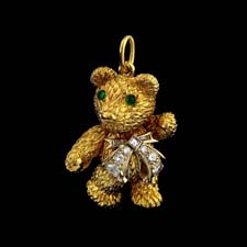 Robert Bruce Bielka 18kt gold emerald and diamond bear charm