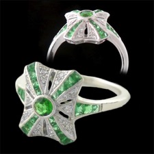 Beverley K Green Emerald Art Deco Ring