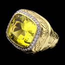 SeidenGang green gold ring with diamonds. Laurel collection ring set with a 15mmx18mm cushion cut lemon citrine and accented with .57ctw in diamonds.