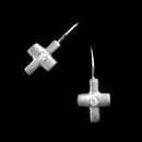 Chris Correia's platinum "crossroads" earring on leverbacks with burnish set diamonds.