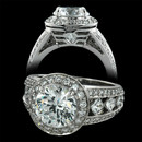 Platinum Naked Diamonds Semi-mount Peter Storm engagement ring that highlights your chosen diamond... six princess cut diamonds float down the finger, with sparkling round diamonds on the shank.
Perfect for your 2 to 4ct round center, can be adapted for your special stone! Shown with a 2ct round diamond. Price does not include center stone.