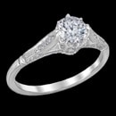 A very pretty Lucilla antique style art deco engagement ring featuring an impressive array of diamonds accented with milgrain edge and 8 prong center basket. Center Diamond Carat Range: 0.40-1.00ct.
Total Weight: 0.24 ctw.
Made in American.