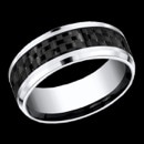 A modern, yet classic cobalt chrome mens ring. This ring can be worn as a wedding band or for a fashion ring. It measures 8mm in width and features a carbon fiber design in the center. The ring is priced for a size 10, but can be made in other sizes. Price may vary depending on finger size.

