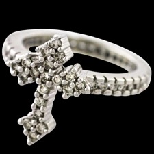 Estate Jewelry 14k white gold diamond cross ring