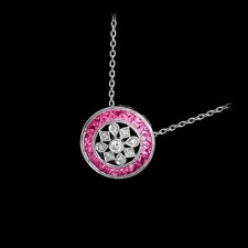Beverley K 18kt white gold diamond & pink sapphire flower pendant