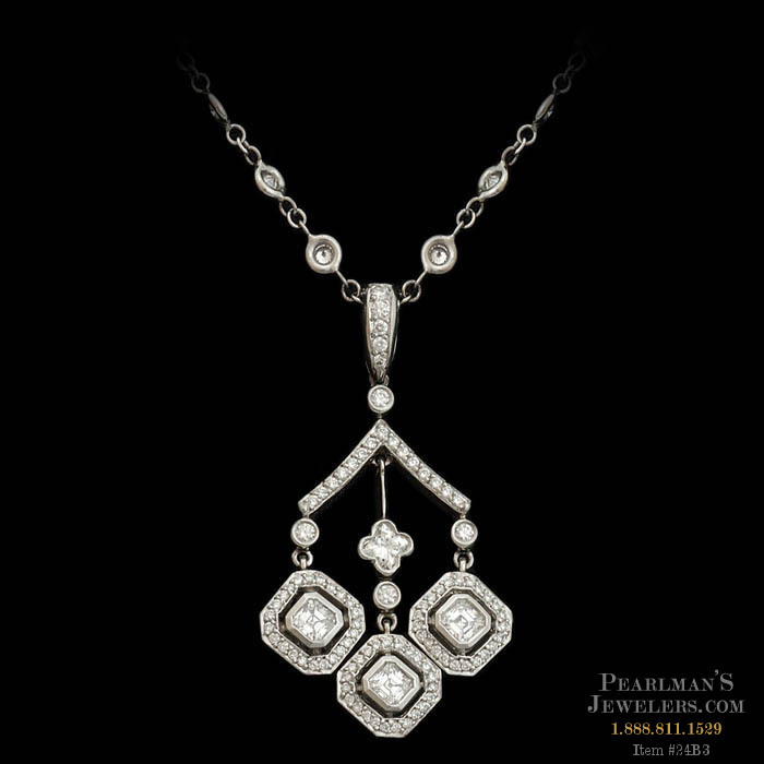 A beautiful platinum handmade necklace by Beaudry. The pi..