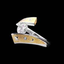 Steven Kretchmer platinum and inlay 24k gold ring