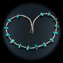 A gorgeous beaded vintage necklace with fifteen turquoise stones. The piece measures 24" long and is in excellent condition. Four available.

We are pleased to offer a huge assortment of fine vintage sterling silver and turquoise jewelry originating from a large southwest estate. 