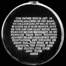This is an 18kt white gold disk pendant from the Charles Green collection. This pendant is inscribed with The Lord's Prayer. As true then as it is now.  18mm, forged!