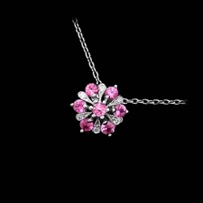 Beverley K 18kt white gold diamond & pink sapphire flower pendant