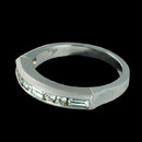 One ladies platinum and diamond wedding band by Jeff Cooper. The piece is set with .40cts of VS F-G diamond, and is finger size 6.0 3.5mm width