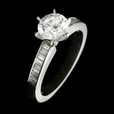 Classic platinum channel set baguette engagement ring from Sasha Primak, with .42ct of diamonds.  Center diamond not included. 3mm width.