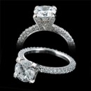 An exquisite Three Sided Princess pave engagement ring from Michael B., with pave diamond prongs in platinum.  The ring is set with 158 fine diamonds weighing 1.50ct. A beautiful ring. Center stone sold separately.