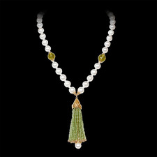 Robert Golden Gold peridot pearl necklace