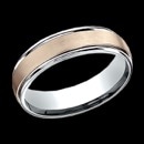A simply, yet stylish 14k rose gold and white gold mens wedding band. This ring is 6mm, but can be made in other sizes. The center of the ring is 14k rose gold with a satin finish. The edges are 14k white gold and have a round edge. The price is for a size 10, but can be made in other sizes. Prices may vary depending on finger size.
