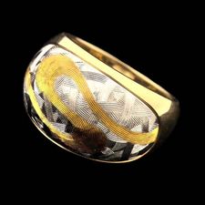 An elegant 18kt, 24kt, gold and platinum swirl impressionist dome ring from Michael Bondanza, set with .20ctw of diamonds.