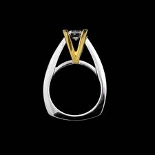 Eddie Sakamoto's ladies platinum engagement ring with an 18kt yellow gold ''V'' head.  This is the profile view of item #12T1.