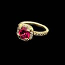SeidenGang green gold and diamond ring set with an 8mm cushion cut pink tourmaline and accented with .40ctw in diamonds.
