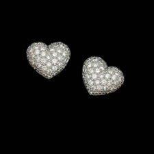 Classic puffed hearts in platinum. Set with .88ct of diamonds. VS G-H