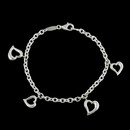 This is a gorgeous open heart charm bracelet by Dorfman that measures 7 1/2 inches in length. This piece pairs well with either of Dorfman's floating heart necklaces, items #18SS3 or #17SS3 or their earrings item #05SS2. 