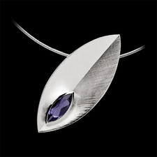 Bastian Inverun Sterling silver amethyst feather necklace on omega