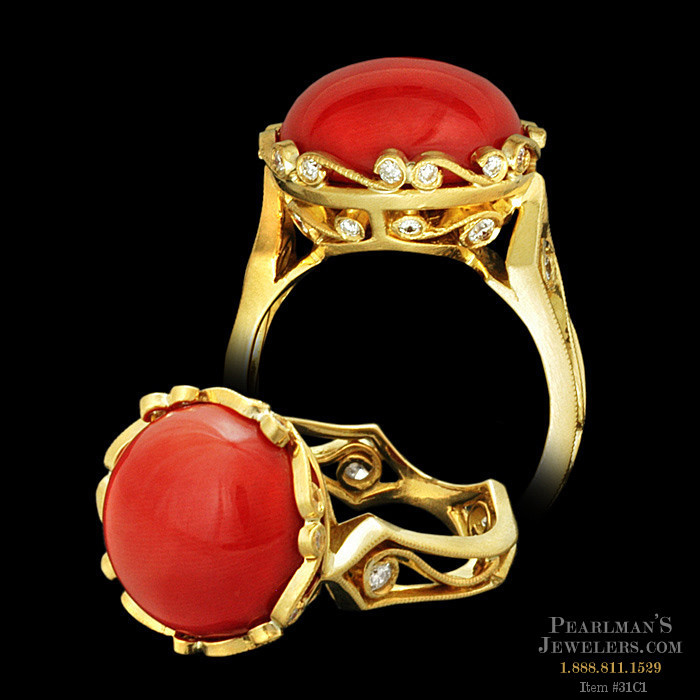 Antique gold and coral ring 