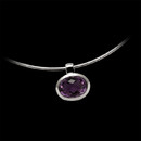 This elegant sterling silver Amethyst pendant is suspended on a sterling silver snake neck wire with a lobster clasp.  The chain measures 17.7 inches in length and the amethyst weighs 8.70ct.  This chain can also be done in 16.50 inches and 19.70 inches.