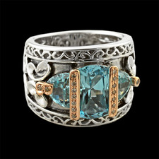 A unique blue topaz sterling silver Bellarri ring. The signature
