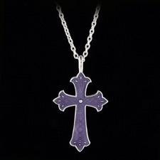 Nicole Barr purple enamel Silver cross Necklace
