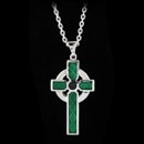 A great looking Sterling Silver enamel Green Celtic cross Necklace from Nicole Barr. Rhodium Plated for easy care. The green enamel is vibrant and has a great color. The Celtic cross pendant measures 25mm in height. 18 inch adjustable chain. 