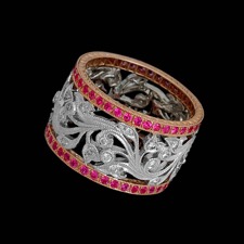 Beverley K 18kt white gold & platinum diamond & pink sapphire band