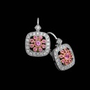 This amazingly beautiful pair of 18kt white and rose gold earrings from Beverley K features a pave frame of diamonds with a total weight of .42ct. and with the subtle accent of pink sapphires with a total weight of .39ct.