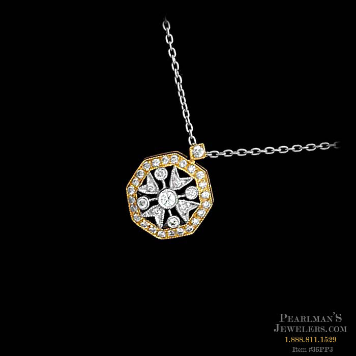 Yellow Gold Filigree Diamond Pendant