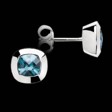 A lovely pair of Bastian Inverun earrings silver 925 and rhodium plated, topaz caribian blue 1.00ct