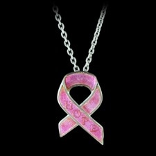 Nicole Barr Sterling Silver Pink Hope Ribbon Necklace