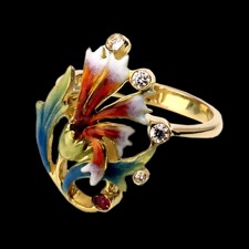 Nouveau Collection peacock diamond ring